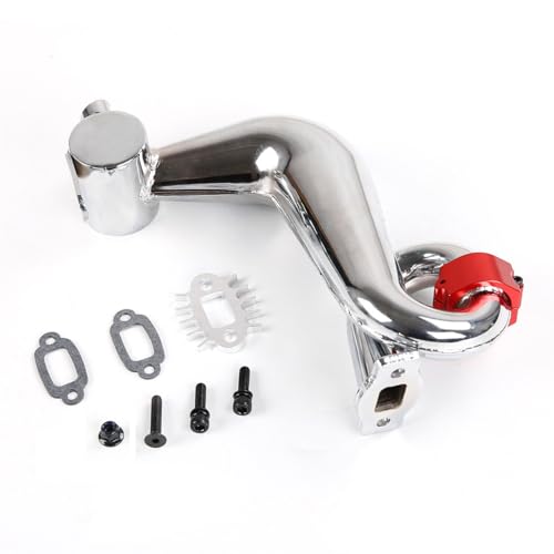 FLMLF SS Silencing Exhaust Pipe/Tuned Pipe Set of 23CC~36CC Engine for 1/5 HPI ROFUN BAHA ROVAN KM BAJA 5B 5T 5SC Rc Car Parts (Red)