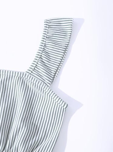 Image of Girl's Summer Clothing Sets Knit Ruffle Striped T-Shirt and Shorts 2 Piece Outfits