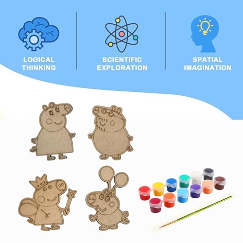 Image of Peppa Pig Theme Wooden Magnet Creativity Arts & Crafts Painting Kit for Kids, Fridge Magnets for Kids Return Gifts