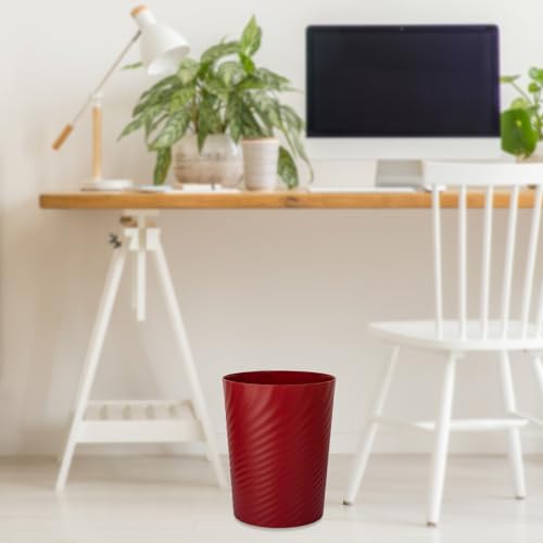 Image of UUJOLY Plastic Small Bathroom Trash Can Wastebasket Garbage Can, Red | Sturdy-Easy to Clean, Bathroom, Laundry Room, Kitchen, Office, Kids Room, Dorm, Bedroom, 1.8 Gallon