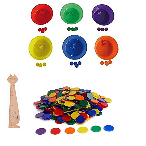 Blumie Shop Pack of 500 Coloured Tokens + 6 Coloured Sorting Trays + 6 Assorted Balloons
