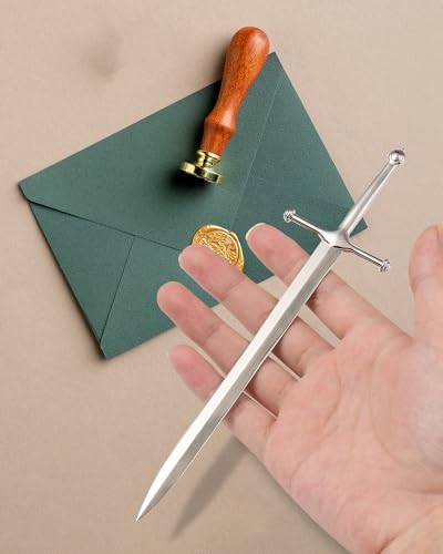 Hersaul D-1 Letter Opener Envelope Slitter Mail Opener Tool Sword Letter Opener Vintage Decorative Letter Opener Knife Desks Decoration Silver Ergonomic Grip Handle Office Mail Supplies thumb #4