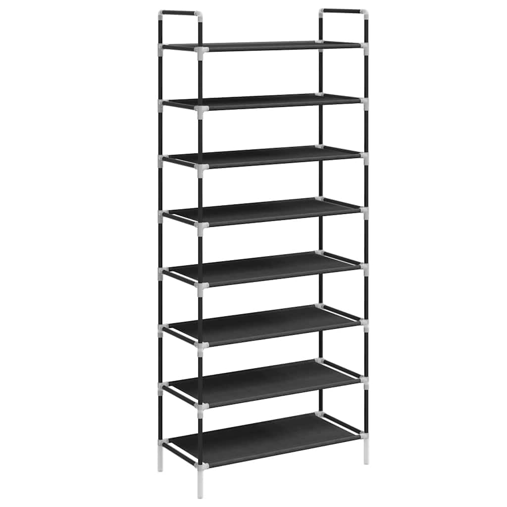 vidaXL Stojak na buty z 8 półkami, metal i włóknina, czarny