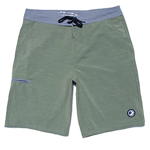 Maui Rippers Men's 21" Cotton Blend Olive Hybrid Walkshort Boardshort (Olive Hybrid, 38)