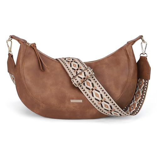 AFKOMST Boho Crescent Bag and Crossbody Purse for Women Medium Hobo Handbag