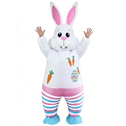 JASHKE Costume Lapin de Paques Deguisement Lapin Gonflable Costume Gonflable Lapin de Pâques Costumes pour Adulte