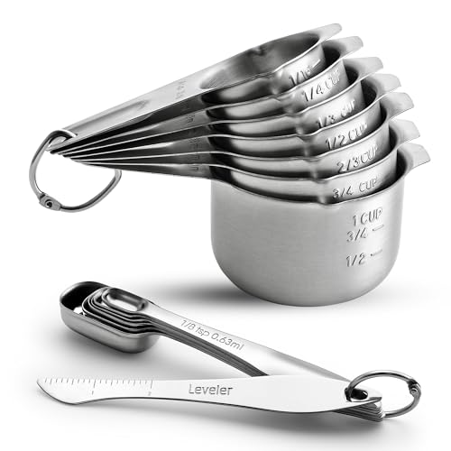 Comparison: Best Measuring Cups And Spoons Set 7 Spring Chef Stainless Steel Measuring Cups and Spoons Set of 14 with Leveler, Nesting Kitchen Metal Measuring Cups and Spoons Set for Dry and Liquid Ingredients, Perfect for Cooking & Baking
