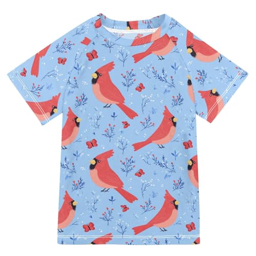 Little Girls Bathing Suitt Short Sleeve Swimsuit Kids Girls 5T Cute Northern Birds Blue_3