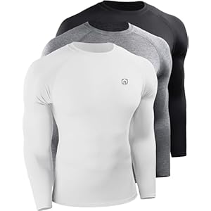 NELEUS Men’s 3 Pack Athletic Compression Shirt Running Shirts