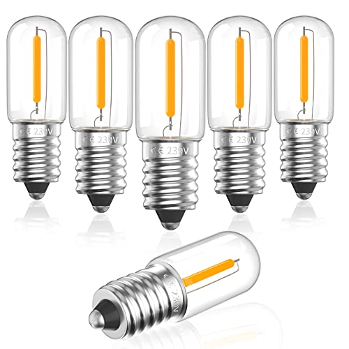 Bonlux Glühbirne E14 LED Warmweiss 1W T16 Mini LED Birnen Ersetzt 10W Glühlampen, Kleine Edison-Schraube Kandelaber Glühlampen für Nachtlicht,Salzlampe, Kühlschranklampe, warmweiß 2200K, 6 Stück
