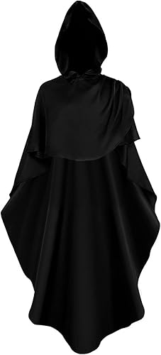 Miniatura 1 de Ruziyoog Bata medieval con capucha vintage para mujer, bata de longitud completa con capucha para cosplay, Halloween, capa de bruja para usar al