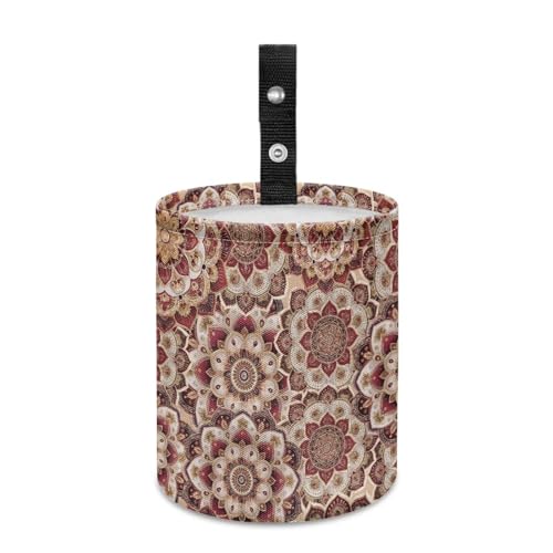 Image of Mandala Flower Car Trash Can, Cute Trash Bag, Waterproof Hanging Car Organizer for Front Seat, Back Seat, Floor, Headrest