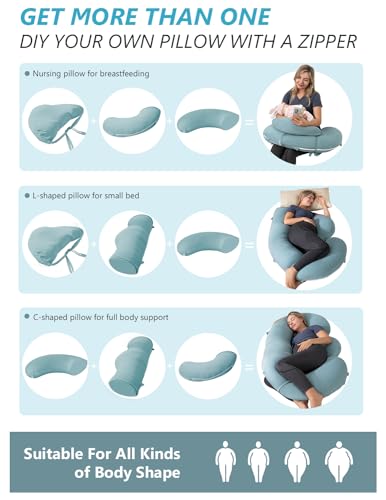 Meiz Pregnancy Pillows, Pregnancy Pillows For Sleeping, Cooling C Shaped Body Pillows For Adults, Rayon Cover From Bamboo thumb #3