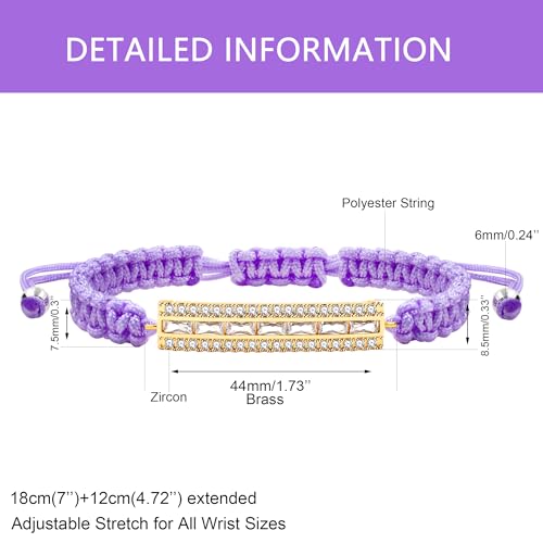 Image of Hand-woven String and Tennis Zircon Bracelet, Stylish Retro Adjustable Bracelet BFF Cubic Zirconia Crystal Women's Love Friendship Jewelry