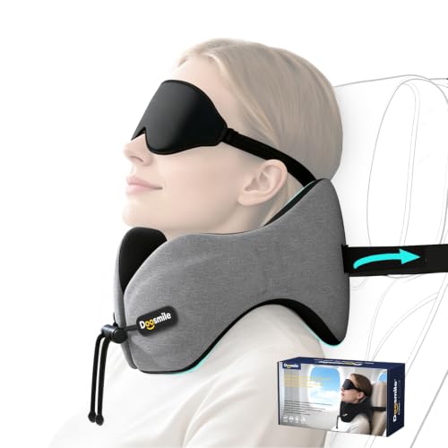 Image of Patented Head-Bobble-preventing Ergonomic Travel Neck Pillow Combo Gray