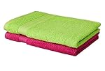 Solimo 100% Cotton 2 Piece Hand Towel Set, 500 GSM Spring Green and Paradise Pink