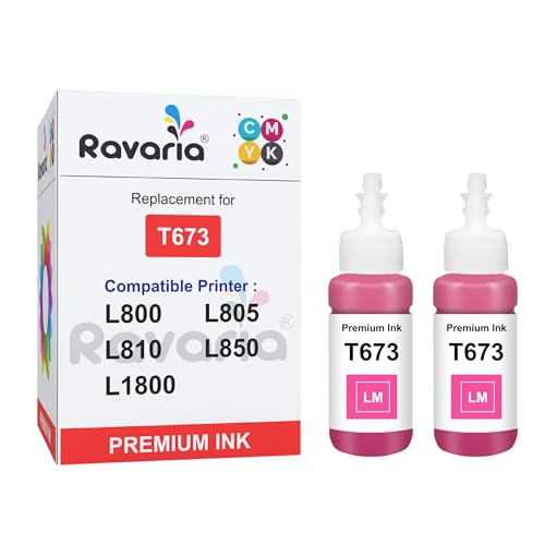 Image of T673 Compatible Refill Ink for EP L805 L800 L1800 L810 L850 Printer (T673 Light Magenta Ink 2 Pcs)