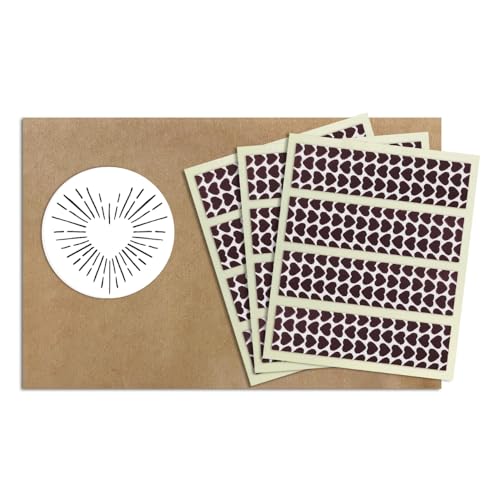 2” x .5” Rectangle Unique Heart Pattern Match Striker Stickers – 12 pieces | Brown Striped Match Strike Paper with Adhesive Pre-Cut in Rectangles for Easy Match Lighting | Also Available in Stripes,