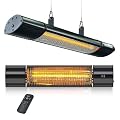Hanging Patio Heater, Outdoor Electric Heater, Wall Mounted & Ceiling Infrared Garage Heater for Outdoor/Indoor Use, 1500W, Remote Control, Black