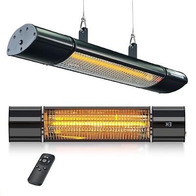 Hanging Patio Heater, Outdoor Electric Heater, Wall Mounted & Ceiling Infrared Garage Heater for Outdoor/Indoor Use, 1500W, Remote Control, Black