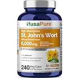St. John's Wort 1100mg 180 Veggie Capsules (Non-GMO & Gluten Free) 1950mcg Hypericin Saint Johns Wort for Mood, Anxiety & Depression Support (550mg per Capsule)