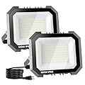 Leddictive 2 Pack LED Flood Lights Outdoor, 100W 10000LM Super Bright Floodlight Outside Work Light with 5.9FT Plug, IP65 Waterproof 6000K Outdoor LED Flood Light for Garage, Yard, Lawn, Garden