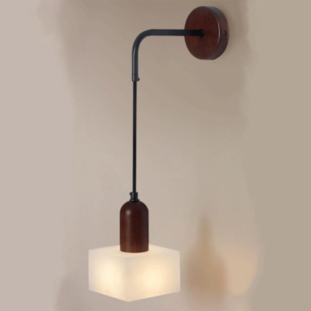 Nordic Stone Wall Sconces,Natural LED Light Brass/Log Base Wall Light,Alabaster Wall Sconce,Indoor Wall Lamp,Dining Hallway,Study,Home Lighting Decoration Stone Light Hardwired Wall-mount Lamp SHUANGZ