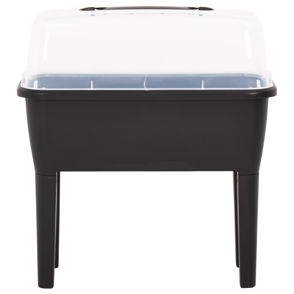 Fioriera Rialzata in PP 77x38,7x82 cm con Coperchio Trasparente Portavasi per Giardino Balcone Terrazzo Interno Esterno Capacità 52 L
