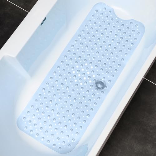 Tapis de bain antidérapant et résistant à la moisissure bleu