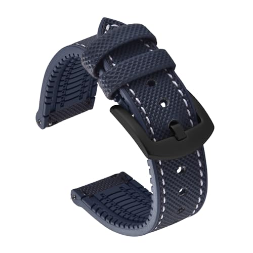Bracelet montre nylon FKM blanc-noir 20 mm idéal pour le sport nautique