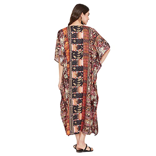 Image of Oussum Women Long Maxi Plus Size Polyester Kaftan Gown, Womens Kaftan Dresses Lounge Resort Wear, Plus Size Kaftan