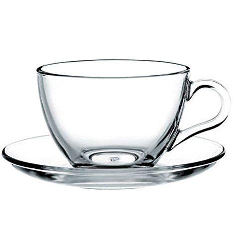 Image of Incrizma Imported Glass Tea Cup & Saucer Set Clear Cups, 220 ml Capacity - Durable - Tea Cup Set of 12 Pcs (6 Cups & 6 Saucers)