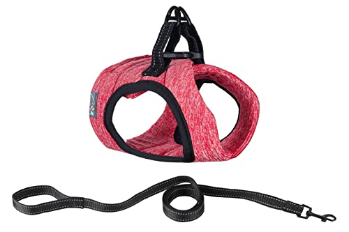 Crea CLEA - Pettorina per gatti ultra leggera e confortevole,con guinzaglio. (M, Rosso)