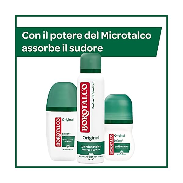 Borotalco, Original Roll-On Deodorant mit Mikropuder, schweißabsorbierend, ohne Alkohol, weiche und… – Bild 4