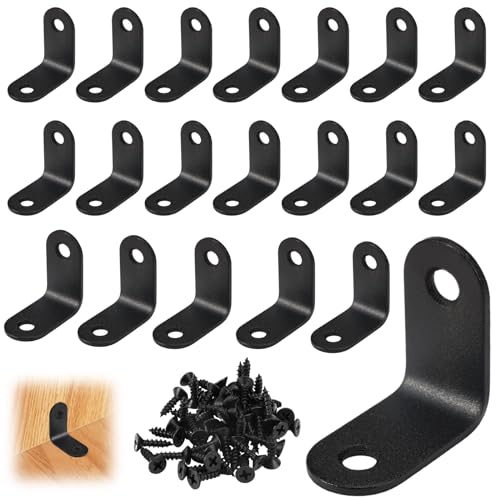 20 Piezas Escuadras Metalicas,30 × 30 × 16mm Angulos Metalicos,Escuadras Acero Inoxidable,Soporte de ángulo con 40 Tornillos,Soporte de Esquina en Forma de L,para Silla Mueble, Mesas de Madera