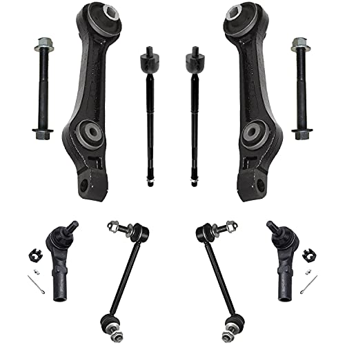 Image of Detroit Axle - 6pc Front End Suspension Kit for Dodge Charger Challenger Chrysler 300, 2 Lower Rearward Control Arms, 4 Inner & Outer Tie Rods, 2 Sway Bar End Links Replacement
