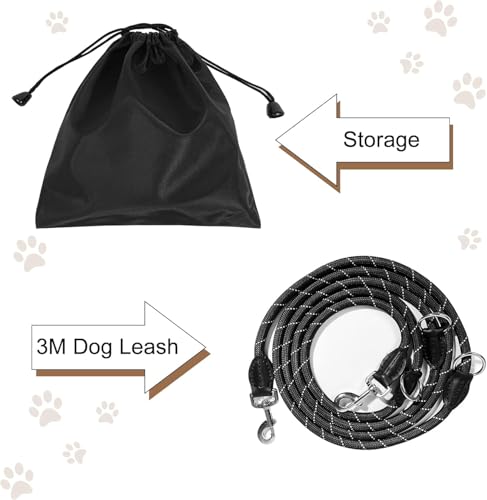 Trhillsbrad Hundeleine 5m x 14mm, Verstellbare hundeleine Große Mittelgroße Hund, Multifunktionsleine Doppelleine Umhängeleine robust, Schwarz