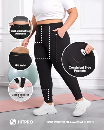 HLTPRO Plus Size Sweatpants Women - Joggers for Women with Pockets Yoga Workout Athletic Lounge Casual Pants Running3