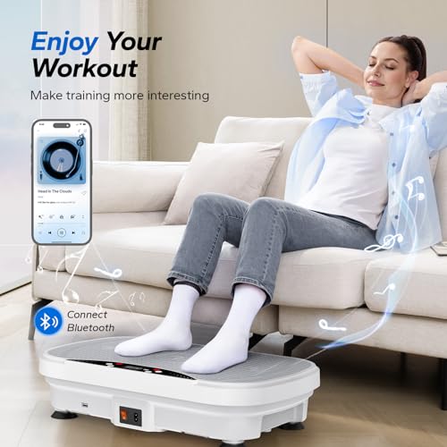 Image of MERACH Vibration Plate Exercise Machine, Vibration Plate for Lymphatic Drainage Weight Loss, Vibrating Plate Exercise Machine with Bluetooth and LED Display, Workout Equipment for Women Men Home