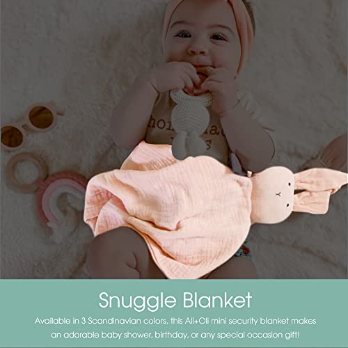 Image of Ali+Oli Cuddle Bunny Security Blanket - Soft & Breathable Muslin, Plush Baby Blanket for Girls & Boys, Pre-Washed Cotton, Bunny Theme (Beige)