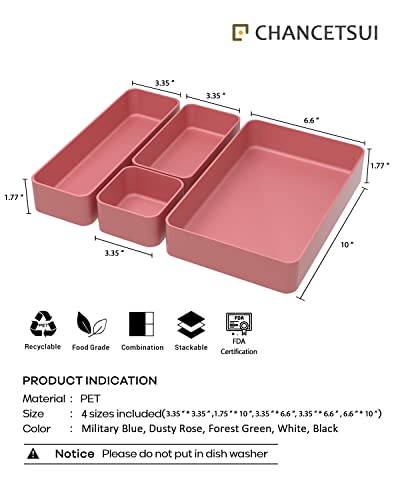 9 Pcs Stackable Drawer Organizer Trays Set, Multifunctional Stackable Storage Trays For Vanity, Bathroom, Kitchen, Desk Drawer Organizer Office. Plastic Drawer Organizers Available In 5 Colours, Rose #TOP3