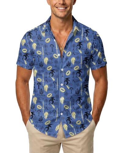 Image of 99TIMORO Fathers Movie Hawaiian Shirt for Men, Characters Button Down Short Sleeve Top, Summer Beach Gifts