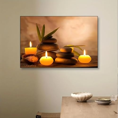 Bougies et pierres de massage affiche zen pour un salon relaxant