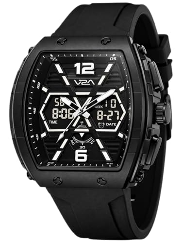 Image of V2A Impact 50mm Analog Digital Watch for Men | X-Frame Hybrid Dial Design | Alarm Stopwatch Day Date 12 /24 Hr | TPU Sport Strap | 50M Water Resistant | Gift for Mens