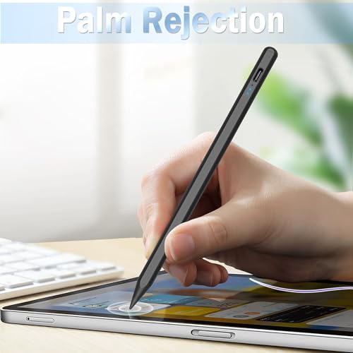 Image of Stylus Pen for iPad, 15 mins Fast Charging Apple iPad Pencil with Palm Rejection, Tilt Sensitivity, Work for 2018-23 iPad Air 3 /4 /5, iPad mini 5 /6, iPad 6 /7 /8 /9 /10, iPad Pro 11 inch and 12.9 inch (Black)