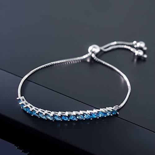 Gem Stone King VIV-0066 925 Sterling Silver London Blue Topaz Tennis Bracelet thumb #4