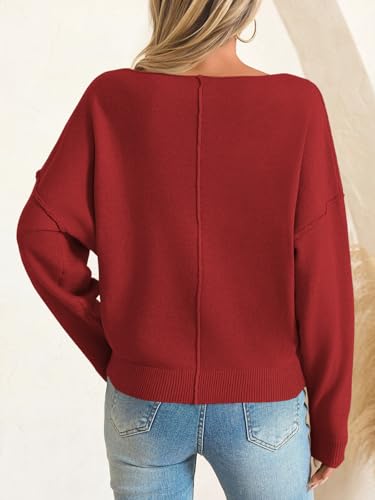 Image of Saodimallsu Womens Off The Shoulder Sweater Boat Neck Batwing Sleeve Knit Pullover 2025 Cute Casual Trendy Jumper Tops