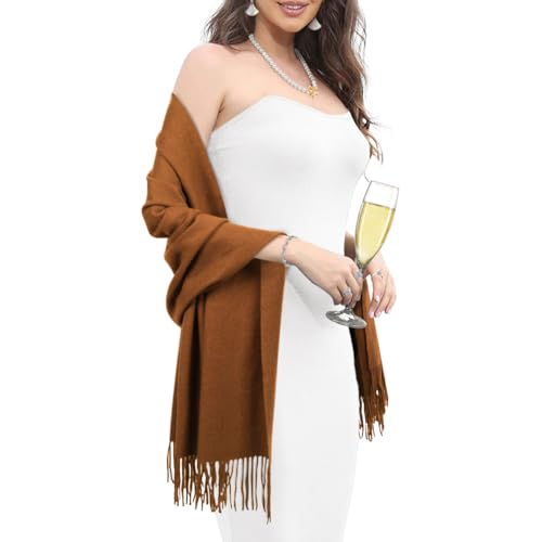 EXTREE Women Shawl Wrap Scarf Pashmina Wedding Christmas Birthday Gifts Idea Large Soft Stole Type-009-brown