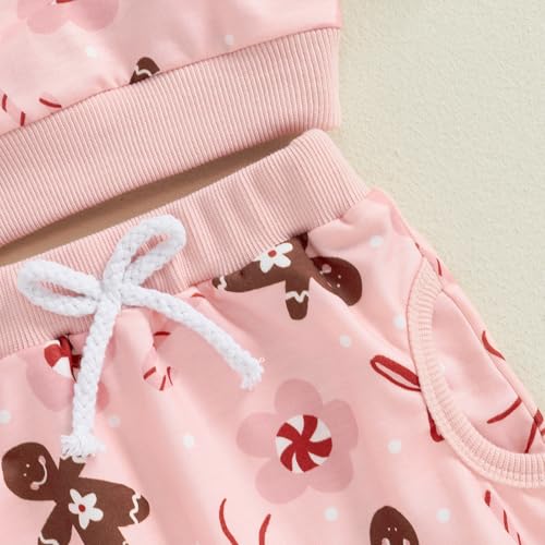 DuAnyozu Toddler Baby Girl Christmas Outfit Santa Crewneck Sweatshirt Long Sleeve Shirt Pants Infant Fall Winter Clothes 5