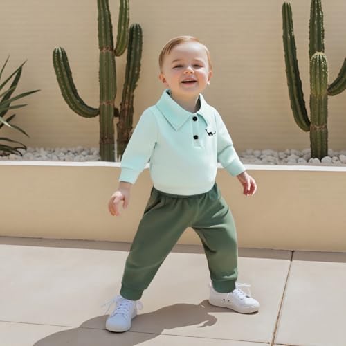 Toddler Boy Dinosaur Sweatshirts Long Sleeve Lapel Collar Button Pullover Tops Kids Infant Baby Fall Winter Clothes2